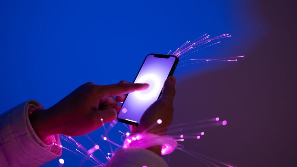 Hand holding a smartphone