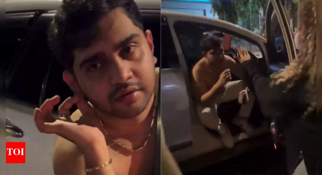 Video: Drunk, shirtless MNS leader’s son abuses woman, flaunts father's clout; FIR filed | India News - Times of India
