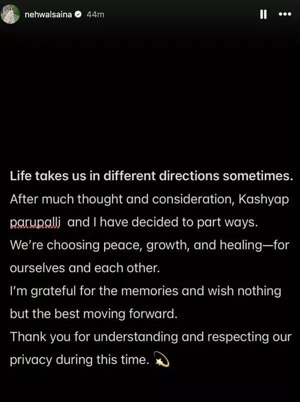 Saina Nehwal Instagram story Saina Nehwal Instagram story